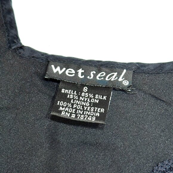 Wet Seal Silk Lace Slip Dress Black Sleeveless Whimsigoth Grunge Witchy Goth - Picture 8 of 13